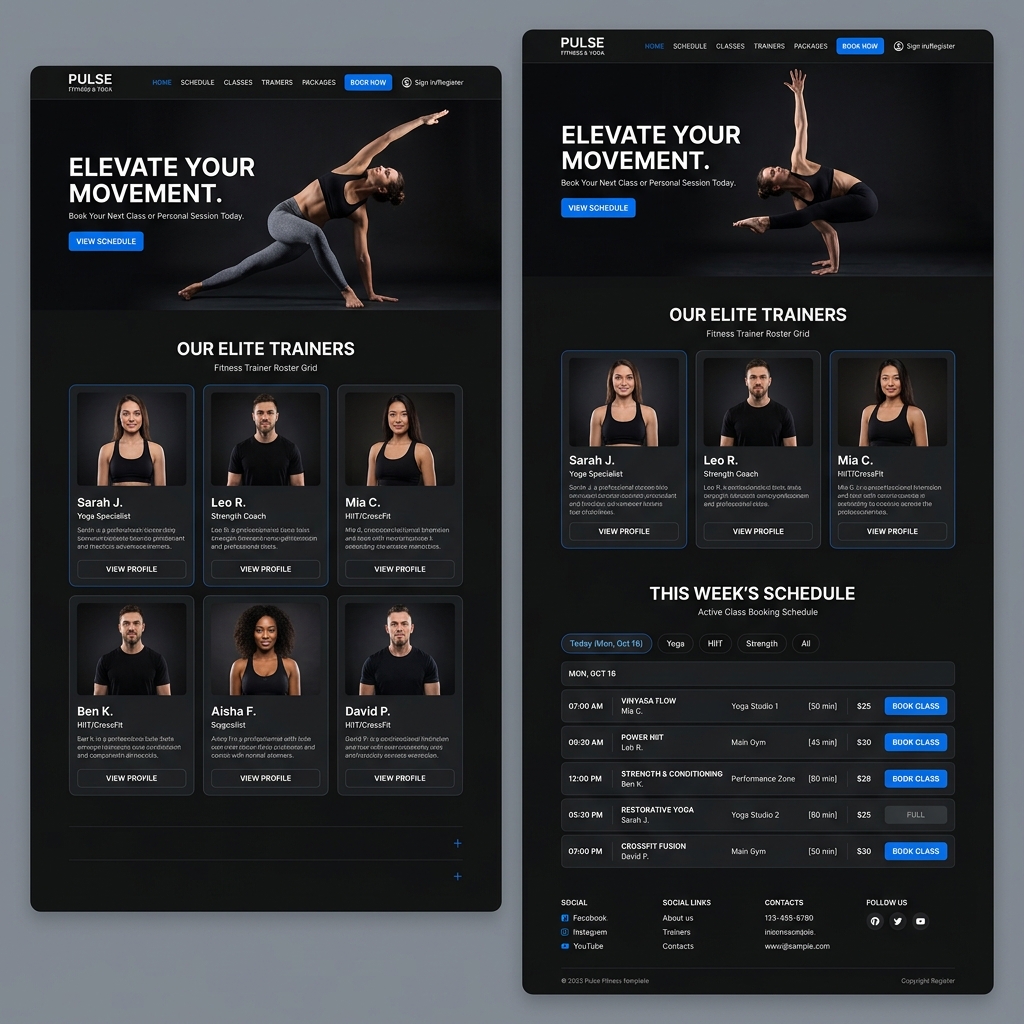 Fitness classes and membership website