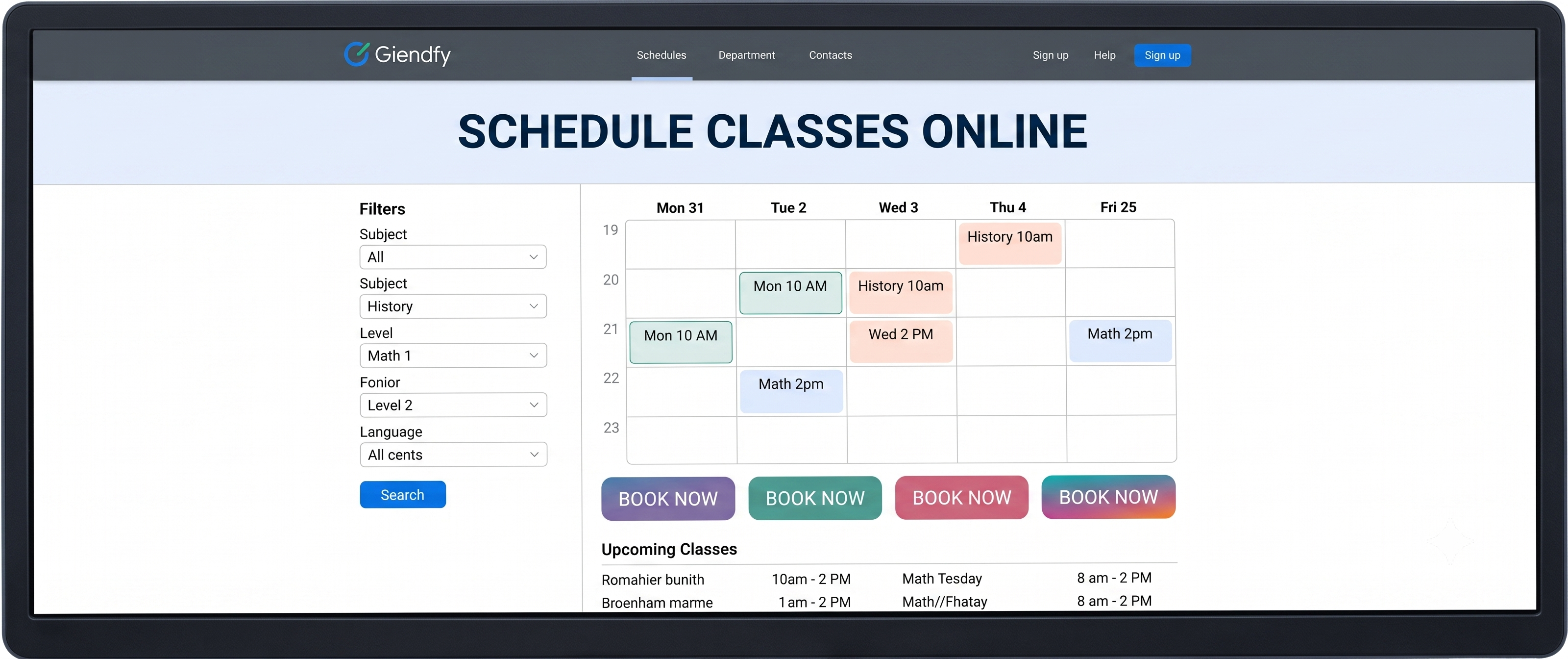 Schedule classes online