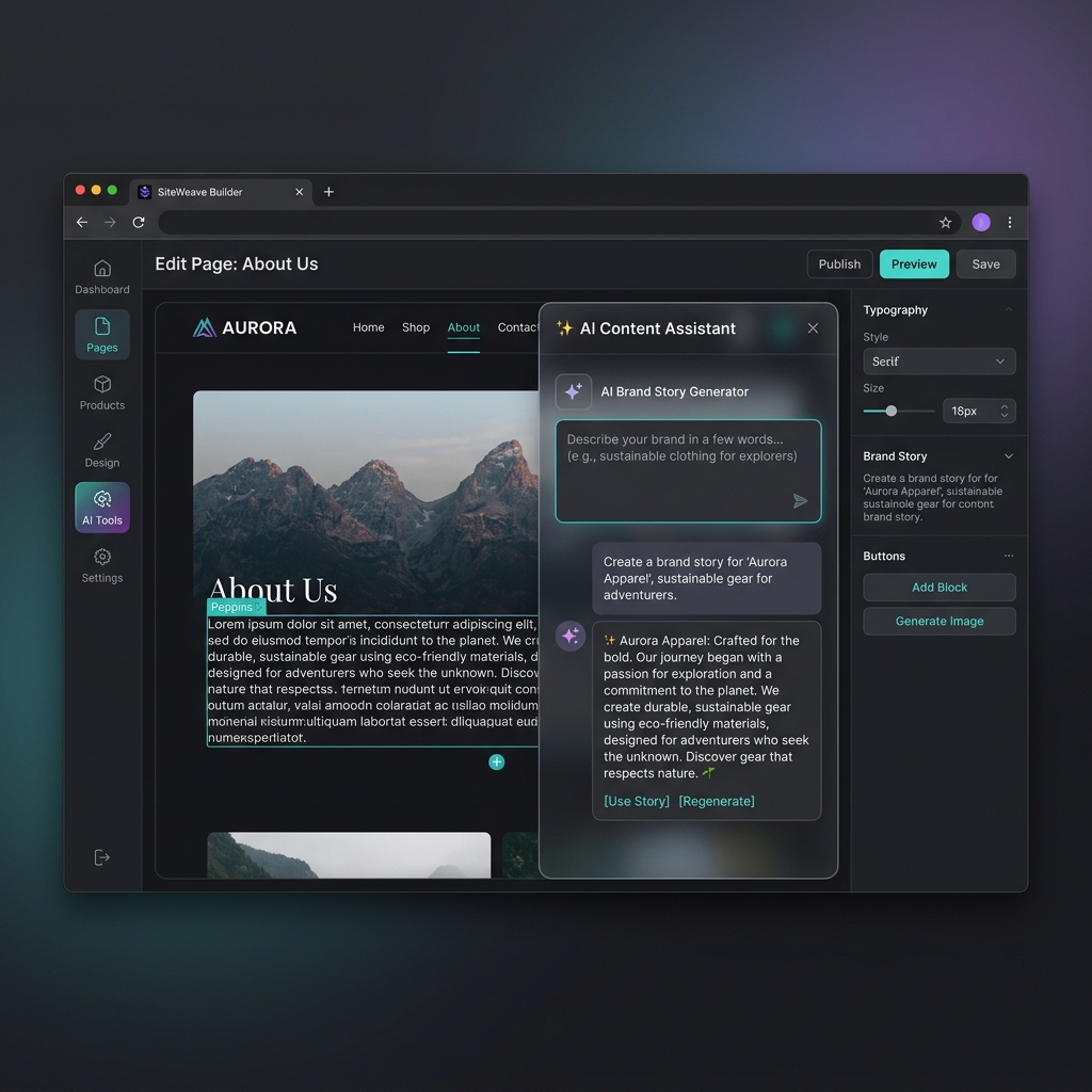 AI text generation interface