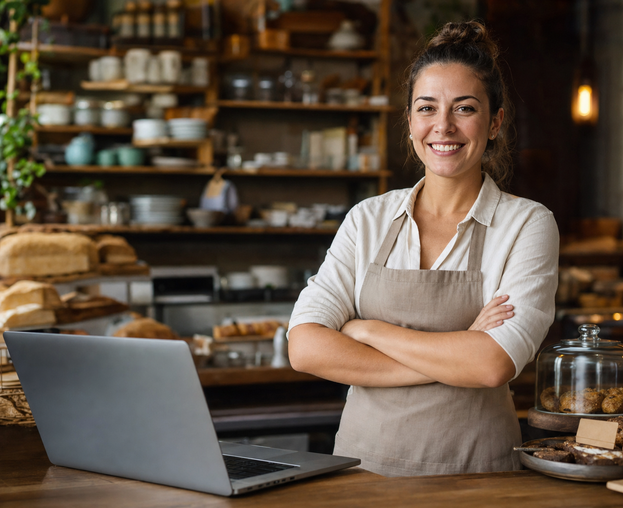 Business owner managing a website, appointments, customers and online growth