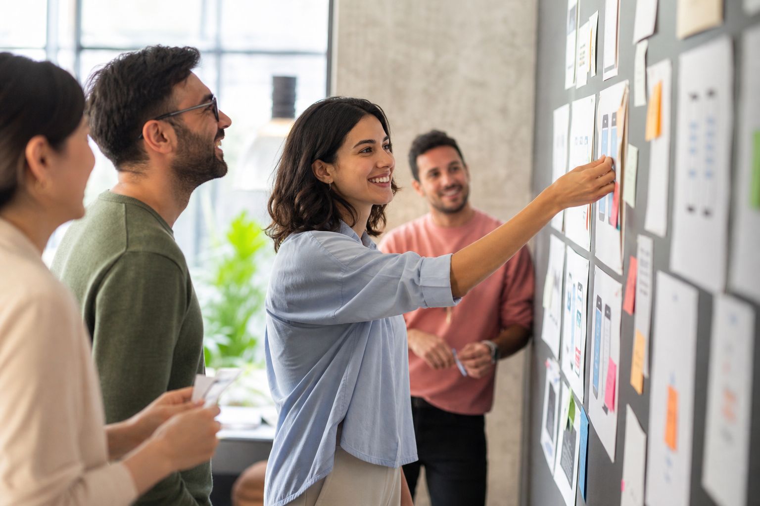 Team collaborating in a creative product workshop