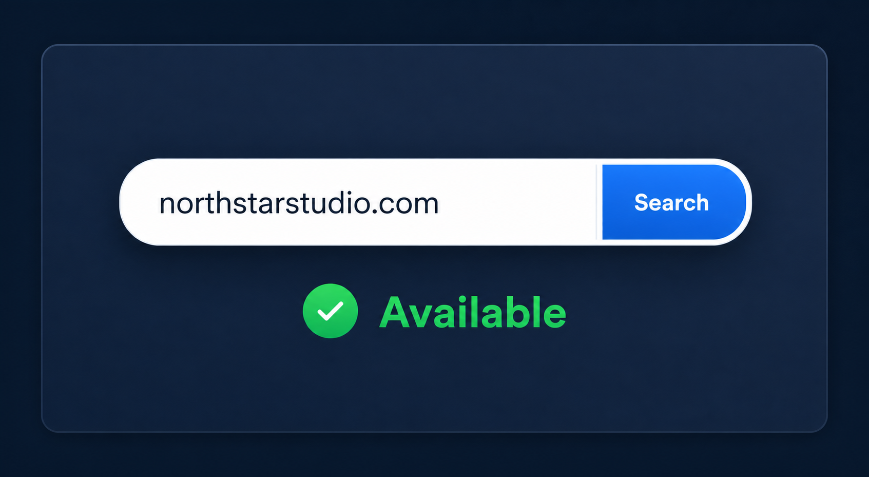 Domain availability search showing an available domain