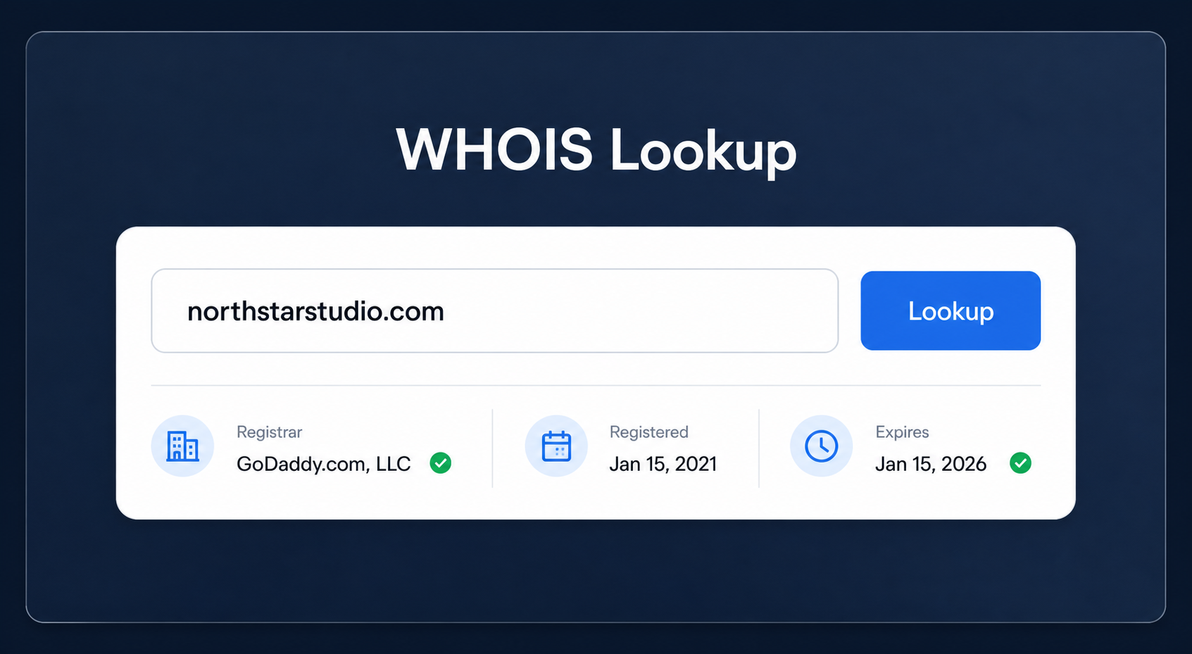 WHOIS lookup displaying domain registration information