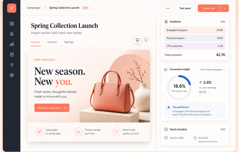 WebsHigher campaign creation and professional email preview