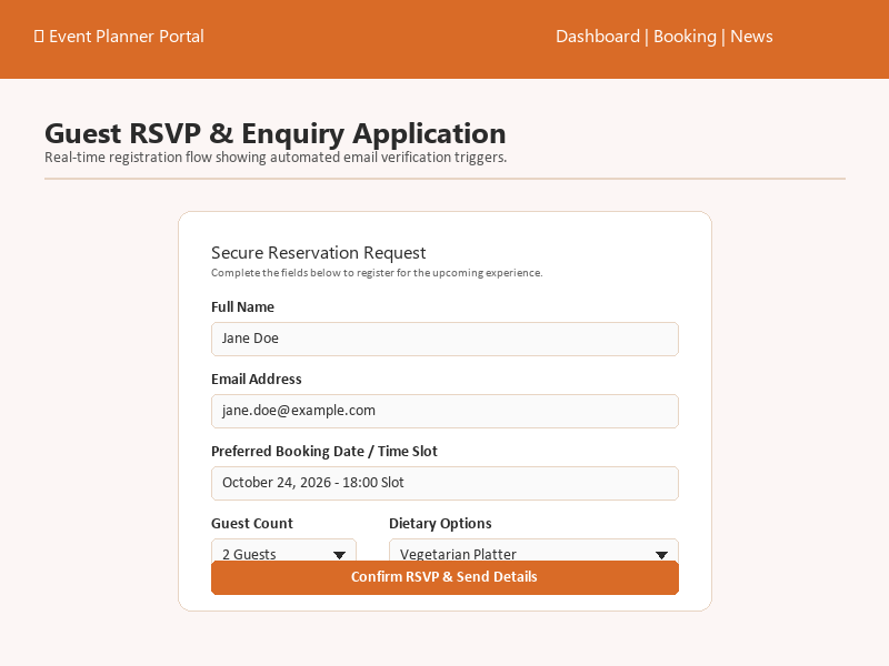 RSVP and enquiry flow