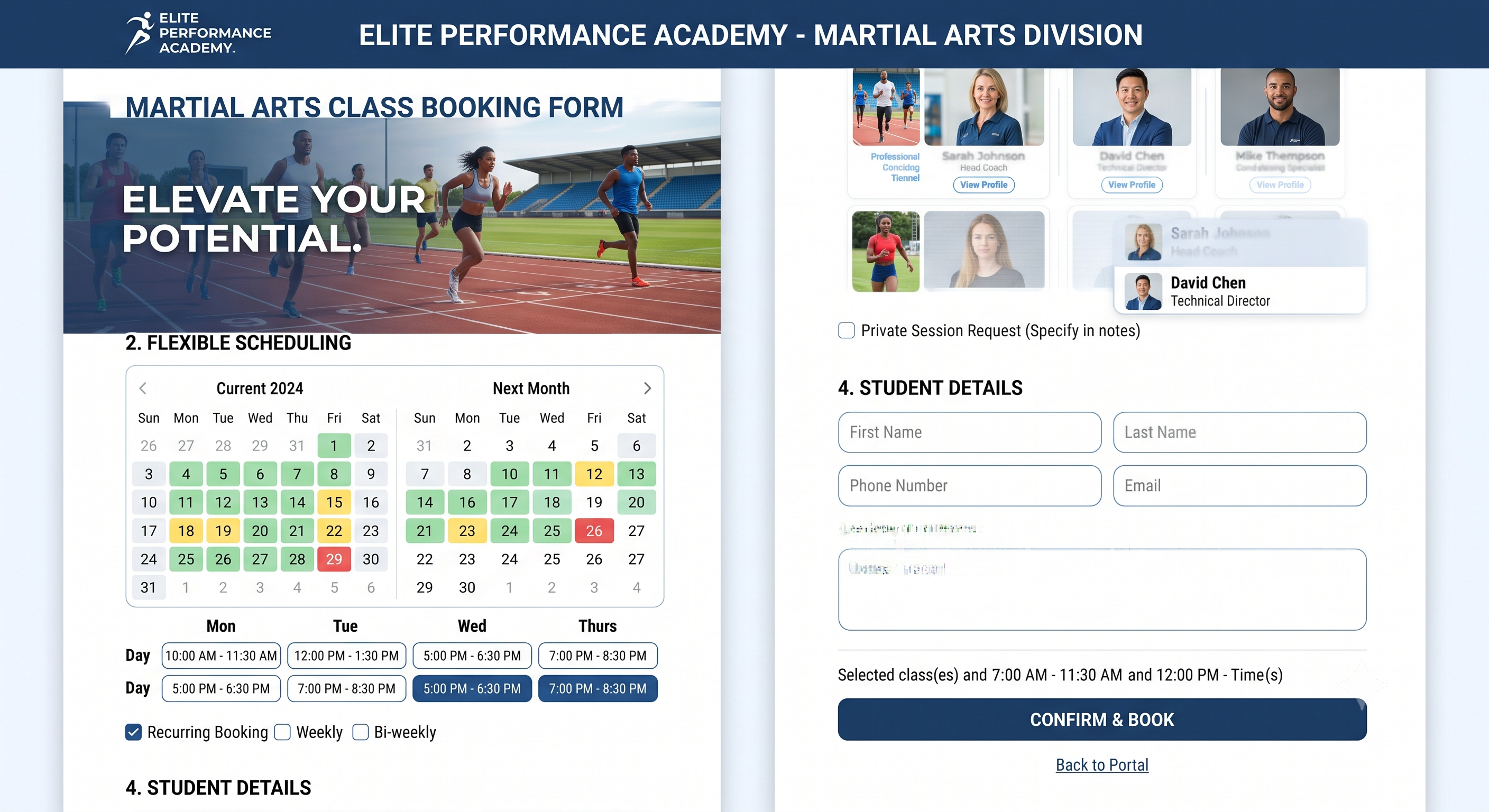 Flexible class booking