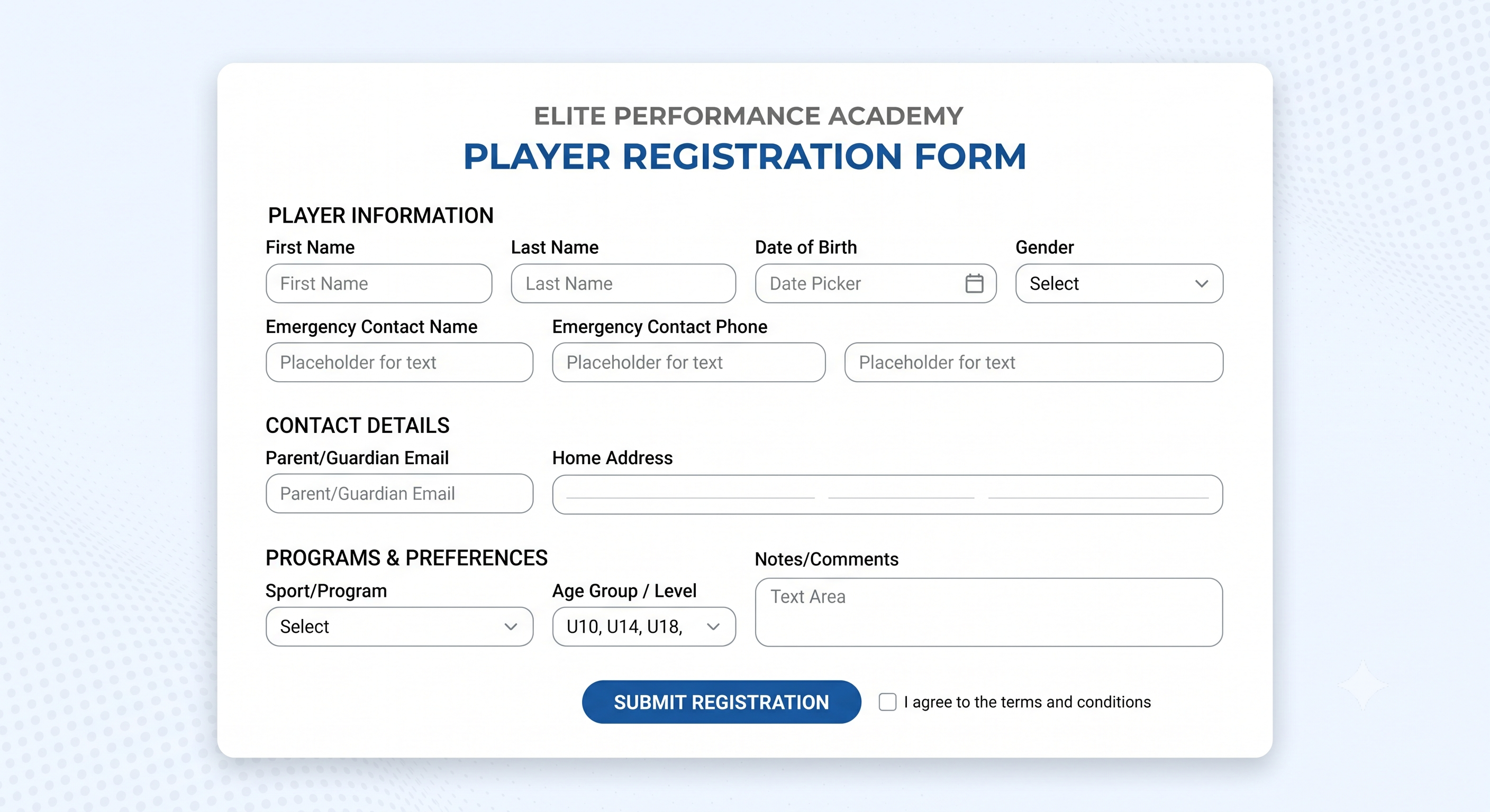 Simple player registration