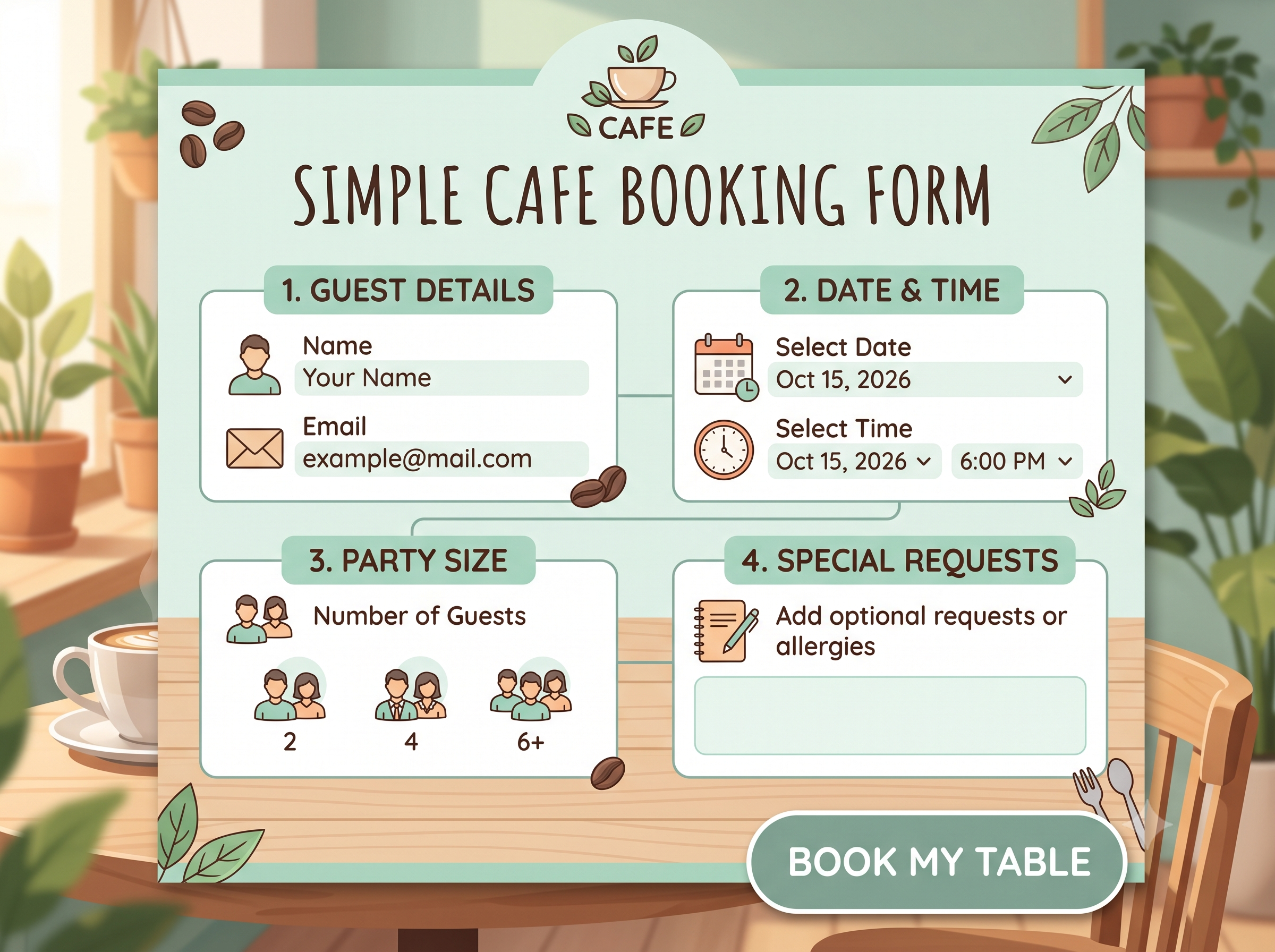 Simple cafe booking