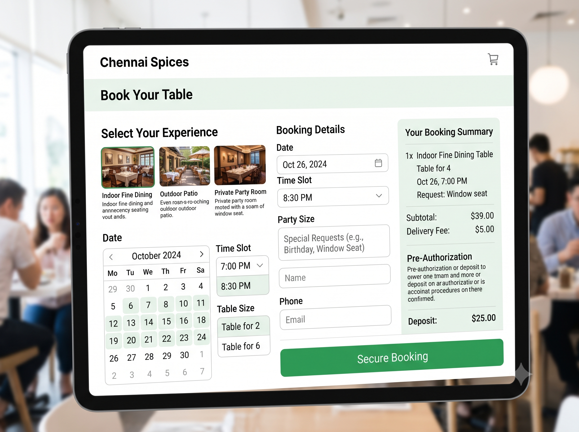 Fresh table booking