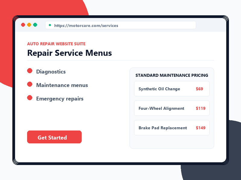 Repair Service Menus