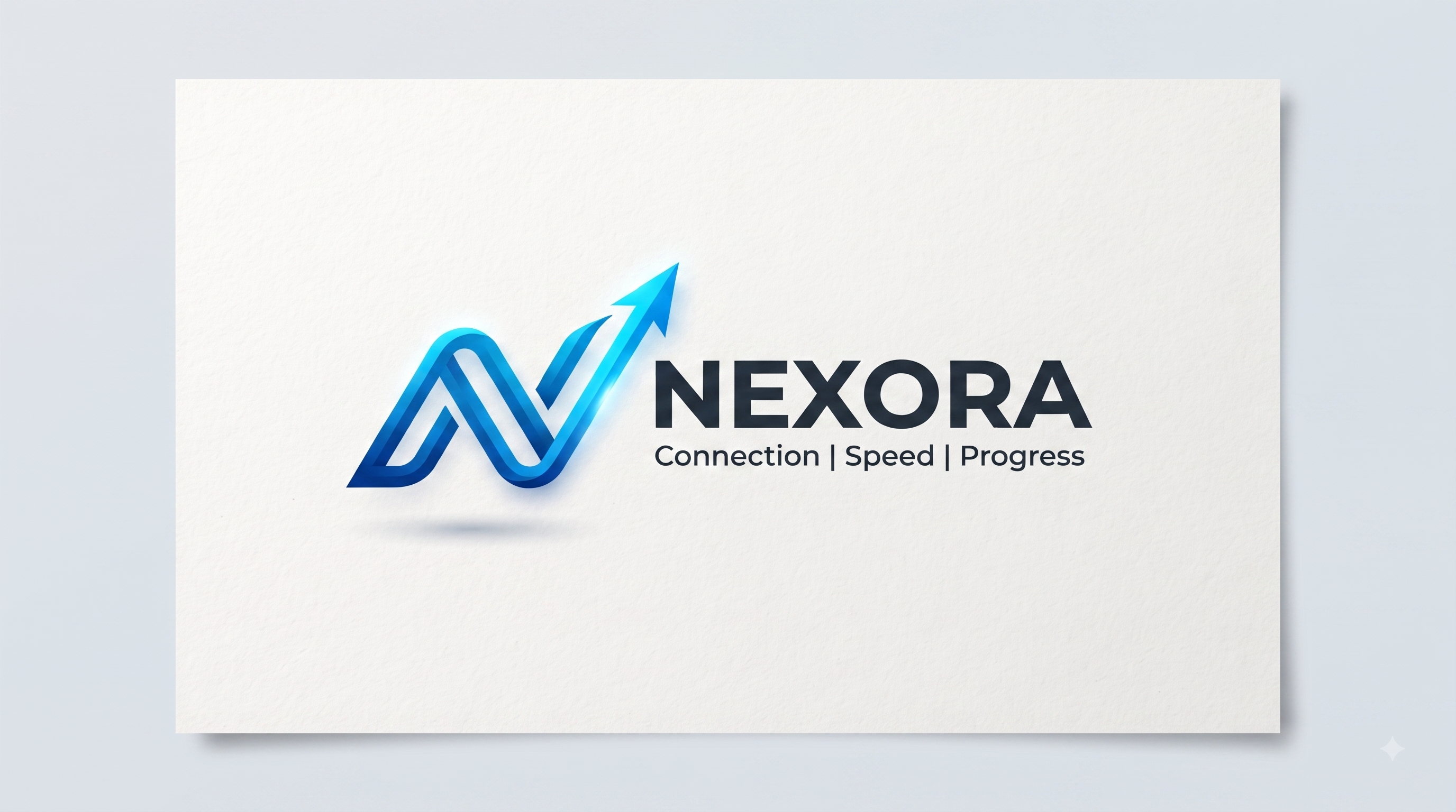 NEXORA company name with a flowing blue N logo