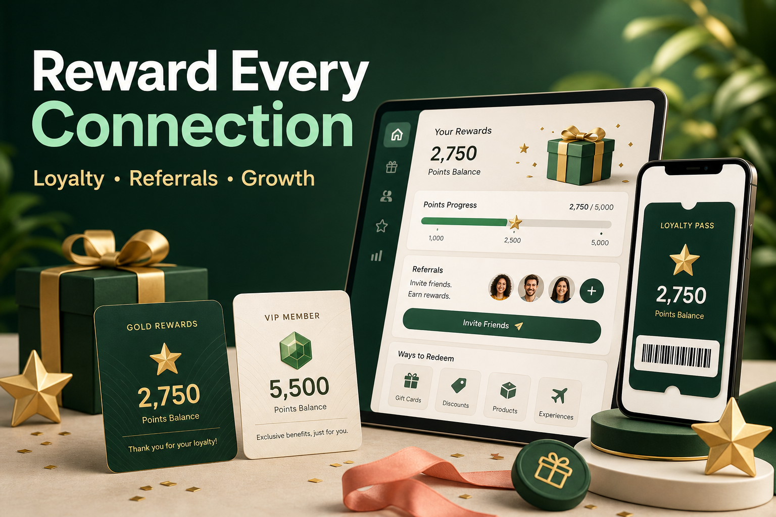 Customer loyalty points and referral rewards