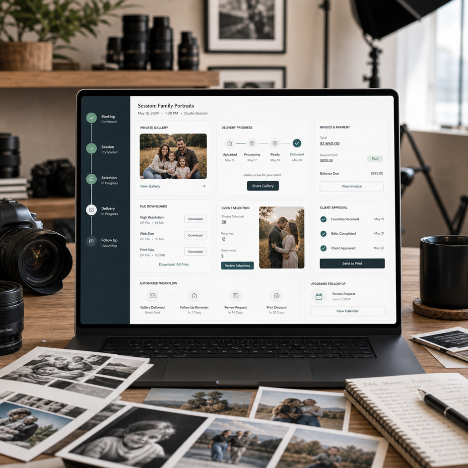 Photography private gallery delivery workflow