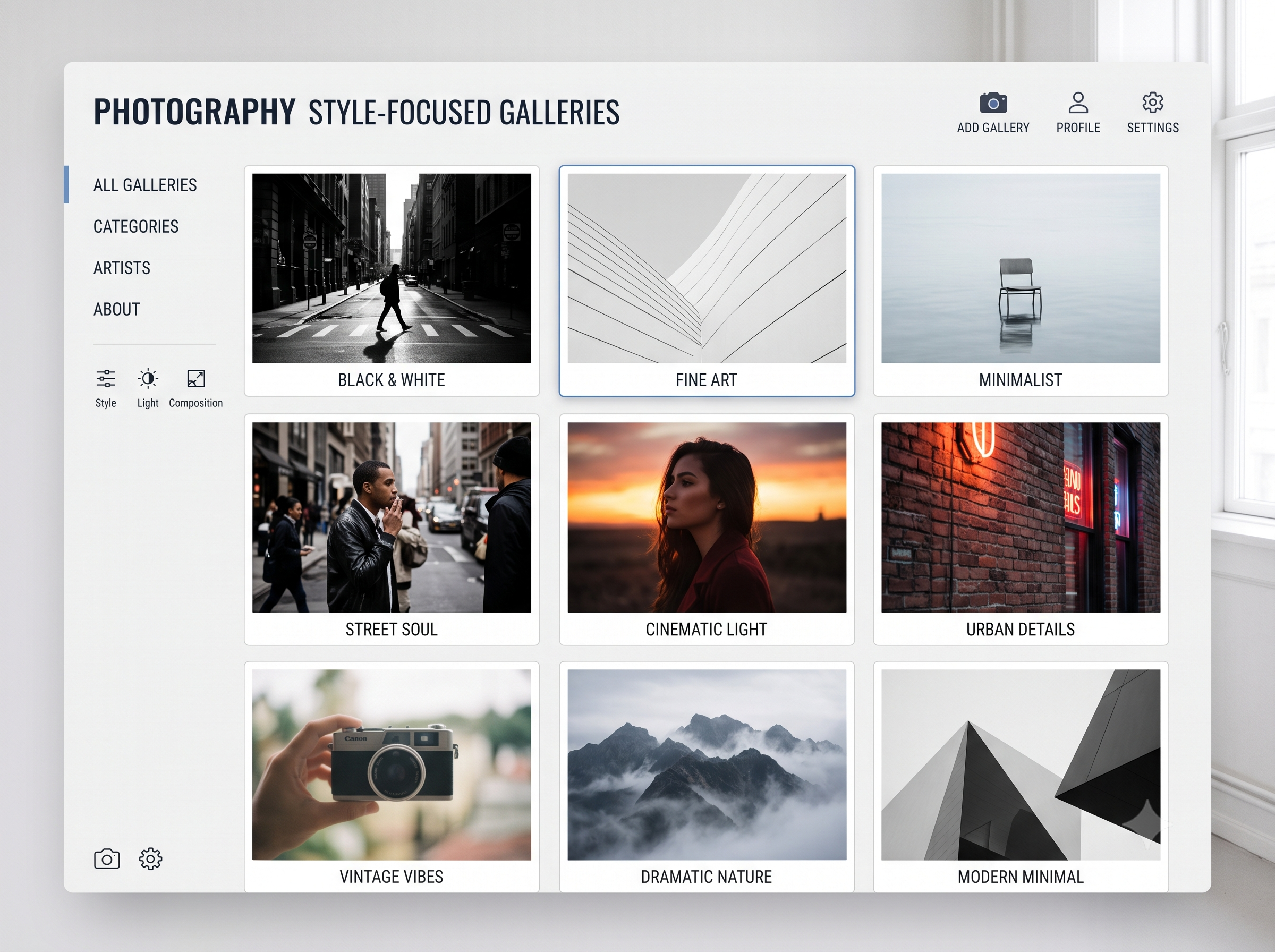 Style-Focused Galleries