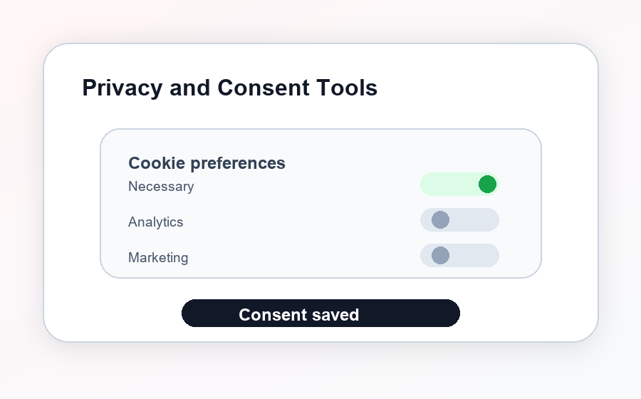 Privacy pages cookie notifications and consent tools