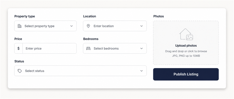 Real estate property page and enquiry form