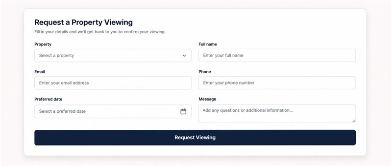 Real estate viewing enquiry workflow
