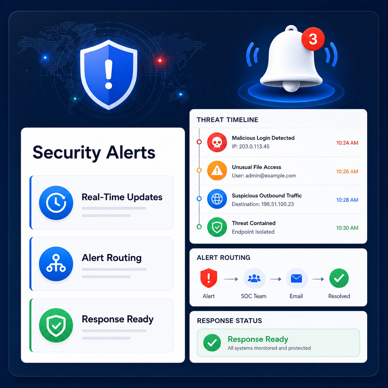 Real-time security alerts and response status