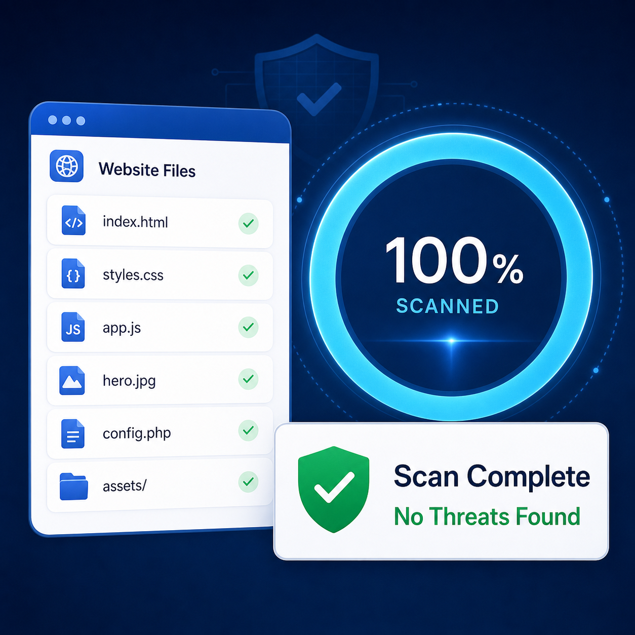 Website malware scan completed with no threats found