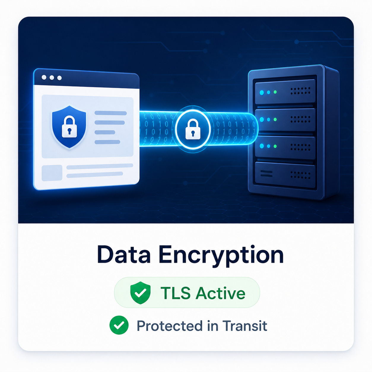 Encrypted data transfer between website and server