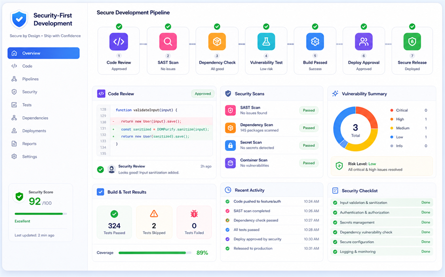 Security-first development dashboard