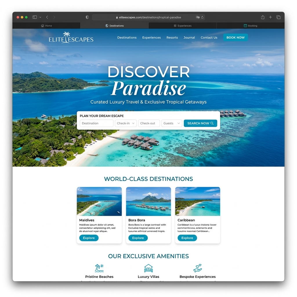 Travel agency destination page layout