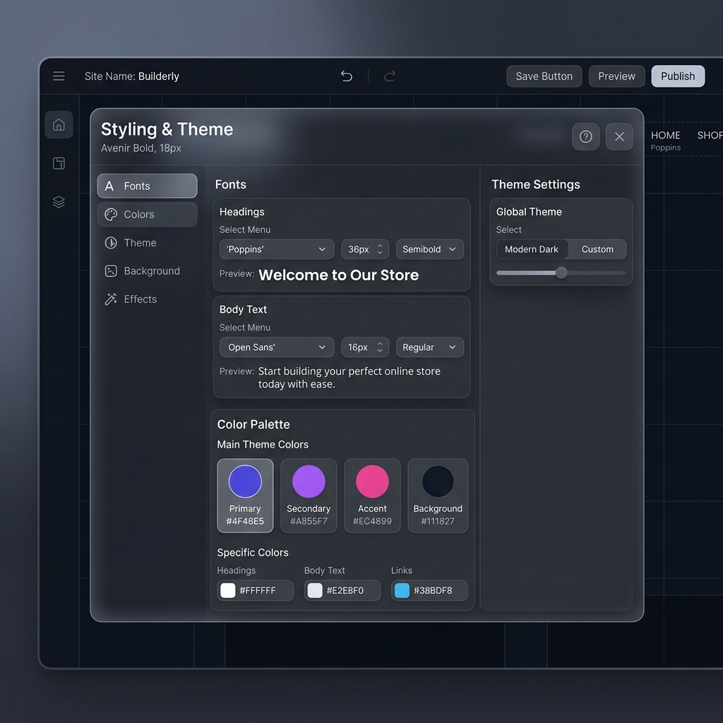 Typography and style interface