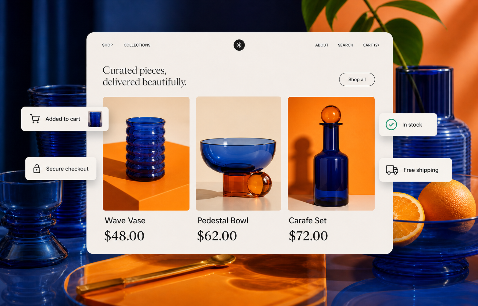 Online store showing clear product names and prices