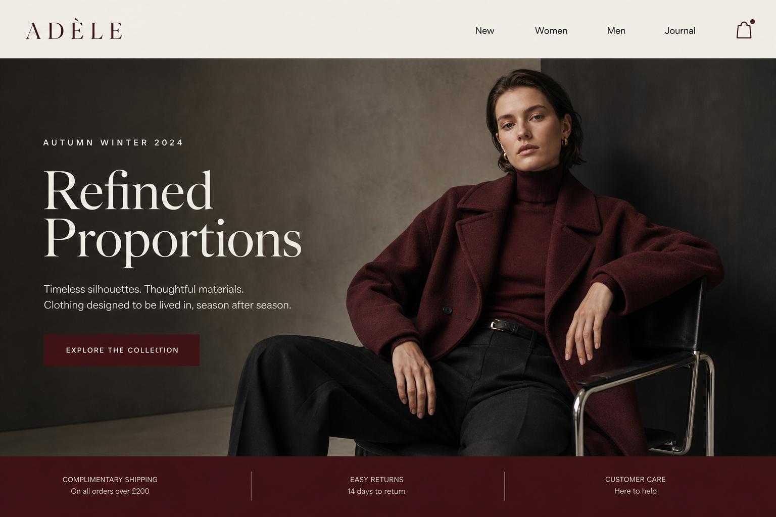 Fashion website with navigation bar