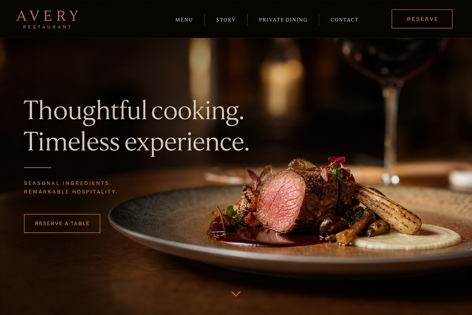Restaurant website with navigation bar